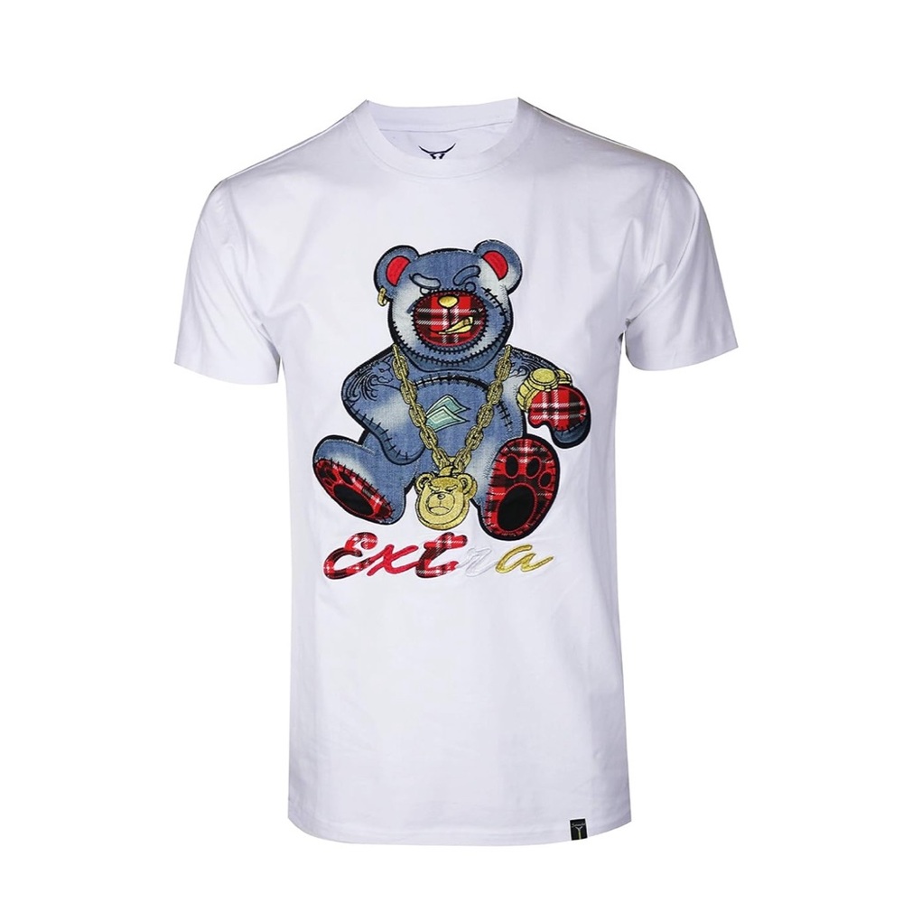 Tee Goldchain Teddy Bear Cartoon Print T-Shirt